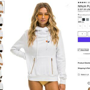 Aviator Nation Unisex Ninja White Size XXL